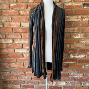 Peruvian Connection Brown and Blue Knit Cardigan